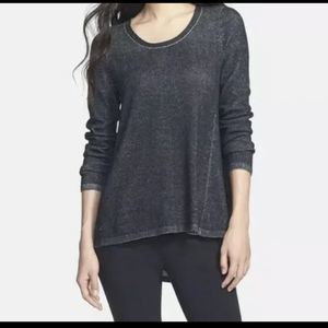 EILEEN FISHER Organic Cotton Tensely Black Grey High Low Sweater
